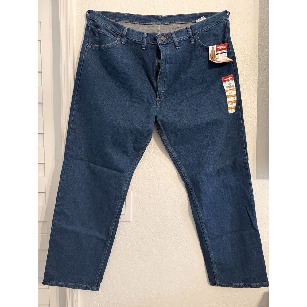 Wrangler Five Star Relaxed Fit Jeans 46x32 NWT Stretch Blue Denim Mens 46 32